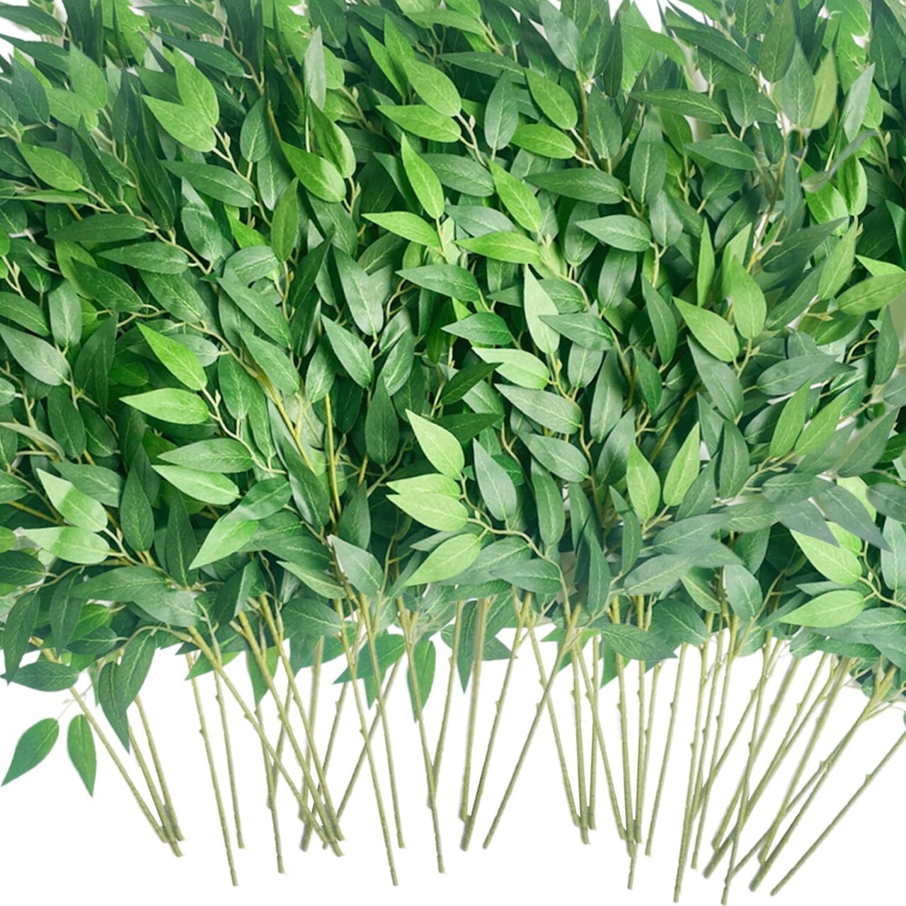 40pcs Artificial Italian Ruscus Greenery Stems -Faux Green Leaf Garland Silk Greenery Leaves for DIY Wedding Arch Bouquet Filler Table Centerpieces Home Indoor Decor (Green-40 Pcs)